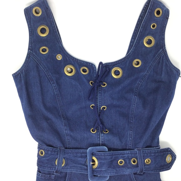 MOSCHINO Jeans Lace Up Belt & Grommets Denim Dress - Picture 5 of 12